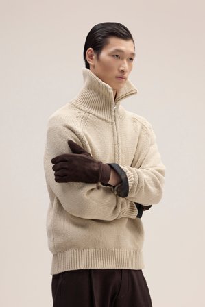 NN.07 Suede Rib Glove Handschuhe Herren Braun Leder