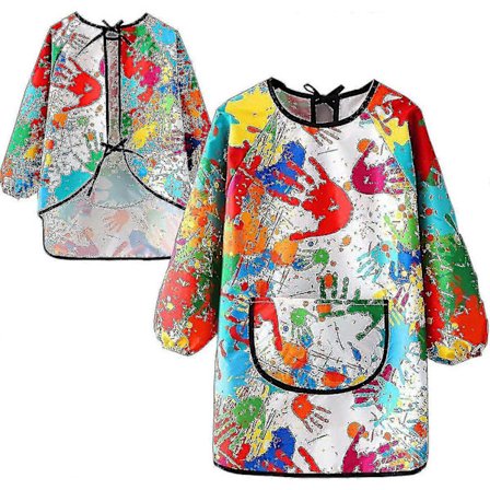 Børne Malerskjorte Vandtæt Kunstner Malerskjorte Småbørns Maleforklæde med Lomme til Piger og Drenge