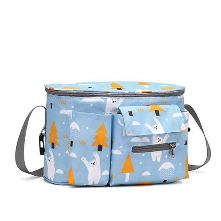 Barnvagnsorganisatör, Buggy Organiser, Barnvagnsväska med mugghållare och axelrem (björn)