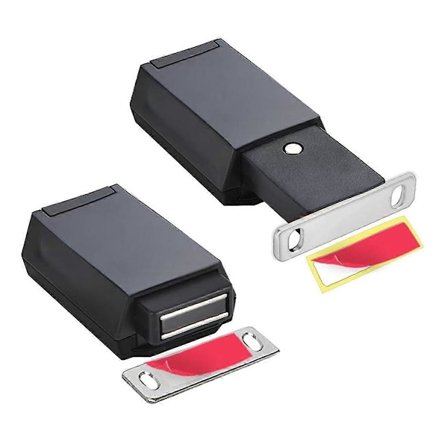 2-pak Kraftig Tryklås og Lås til Skjult Dør Touch Låse og Fangst Magnet Trykudløser Skuffetræk Tip, Sort