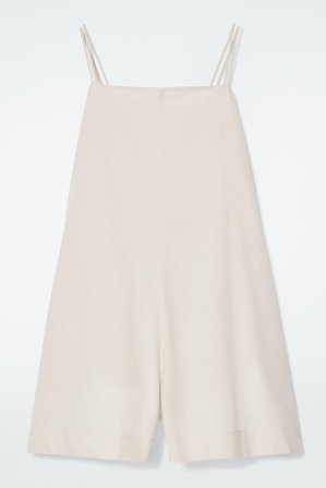 COS Women's Square-Neck Playsuit Dress in Light Beige