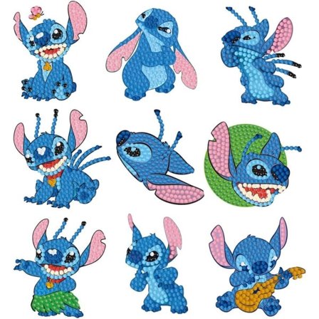 IC DIY Diamantmaling Klistermærker Sæt til Børn, 5D Diamantkunst Mosaik Klistermærker efter Numre Sæt til Begyndere Drenge Piger Stitch 9PCS, DPS004