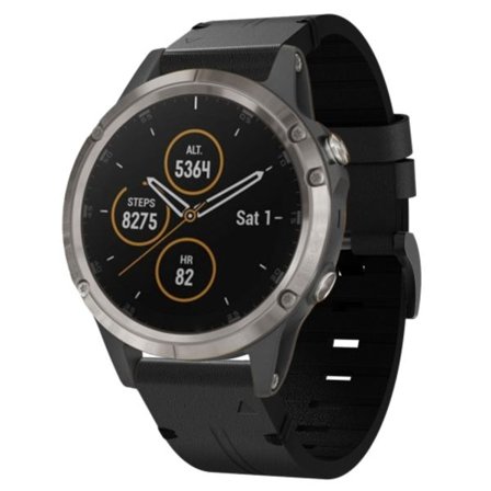 För Garmin Fenix ​​5 22mm Läder Stål Spänne Watch Band