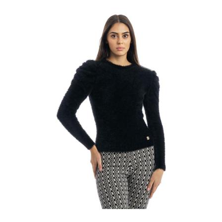Simona Corsellini, Round-neck Knitwear Zwart, Dames, Maat:M