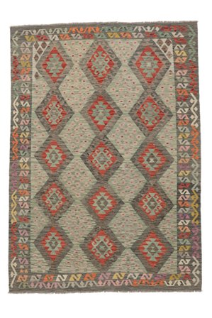 Hand Woven Kilim Afghan Old Style Rug 208X289 Wool Brown/Dark Yellow