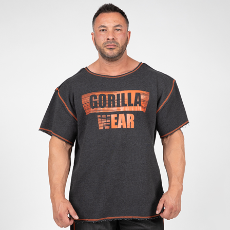 T-shirts Gorilla Wear Wallace Workout Top, Grey/Orange - Bodyman.dk