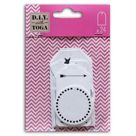 24 vita dekorationsetiketter