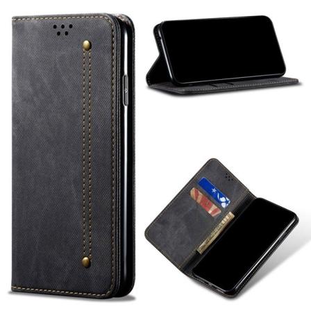 Jeans Samsung Galaxy A12 5G flip case - Musta Black