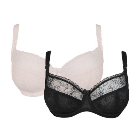 Underbar Dam/dam Sketchy Blommig Bh (paket Med 2) 32dd Svart