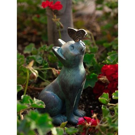 Nysgjerrig Katt Innendørs Utendørs Figur Resin Håndverk Ornament Med Sommerfugl