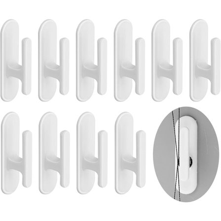 10 Pakk Selvklæbende Rullegardin-Krog - Til Hjem, Kontor, Rullegardiner - Hvid