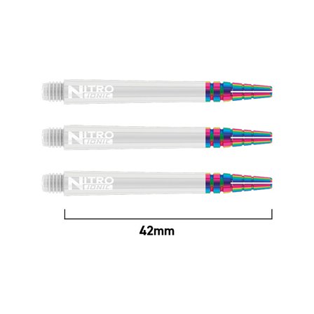 Red Dragon Darts Nitrotech Ionic Shafts 2 Sets (6 shafts) 42mm Polycarbonate White/Blue/Red Rainbow Sport Engineered PVD Coating Flights