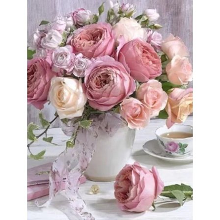 5d diamantmaleri Utrikeshandelsväxter, blomster, pæonblomster, DIY Fuld Diamant Rubiks kube rund diamant