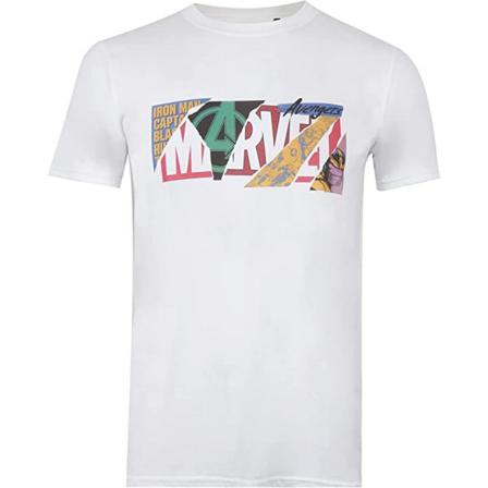 Marvel Mens Scrapbook Logo T-shirt 9-10 År Vit