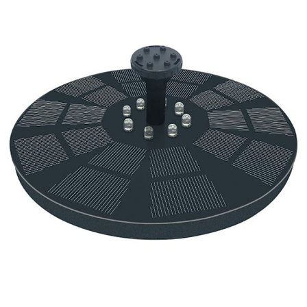 Solcelledrevet vandfontæne med farverig belysning og forskellige dyser Black