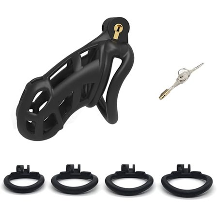 2025 Siste Modell Burset, Kyskhetsbelte, Kyskhetsbur for Menn, Nylonharpiksbur, Kyskhetslås, Ring, Erotisk Bondage Sexleketøy for Menn (b2