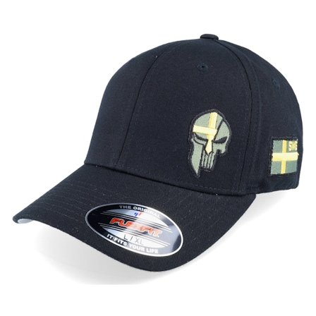 Army Head - Zwart flexfit Cap - Sverige Sweden Army Skull Black Flexfit @ Hatstore