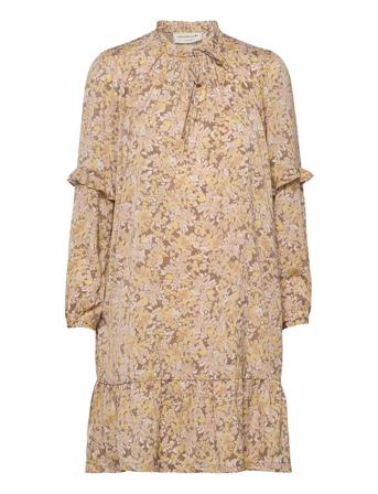 Recycle Polyester Dress Ls Kort Klänning Beige Rosemunde