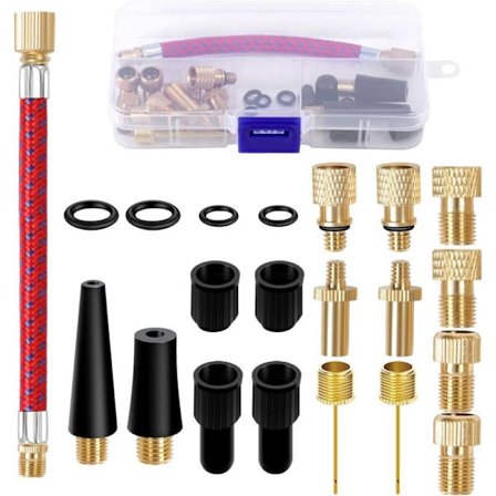 Pumpe Tip-21 Dele Kugleoppustningsnål med Opbevaringsboks, Oppustningsspids til Kompressorer Pumper Cykel Motorcykelpumpe