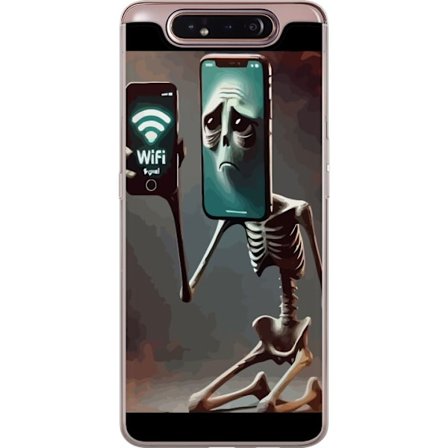 Kompatibelt Mobilskal till Samsung Galaxy A80 Italiensk hjärnrut WiFi-tema - Skelett med mobil och svag signal