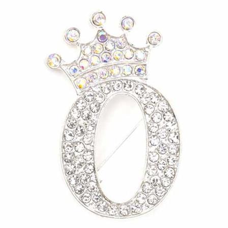Fashion Crown 26 inledende bokstäver A til Z Crystal Rhinestone Broo Silver-O