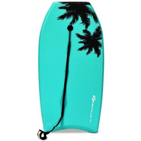 COSTWAY Surfboard 33 tums XPE och HDPE Bodyboard med 90 cm rep för nybörjare, amatörer med Coconut Tree Design Ljusa färger