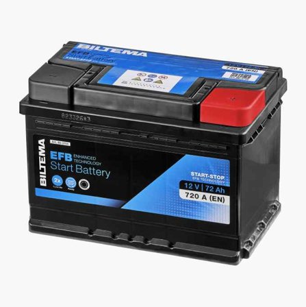 Startbatteri EFB 12 V 72 Ah - Biltema