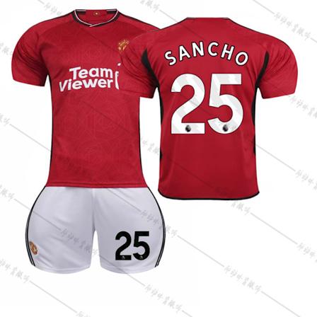23-24 Manchester United Hjemmeskjorte Red Devils Fotballskjorte Sett Nr. 10 Rashford 21 Anthony 25 Sancho 7 Mount 2324 Red Devils Hjemme Nr. 25 #16 