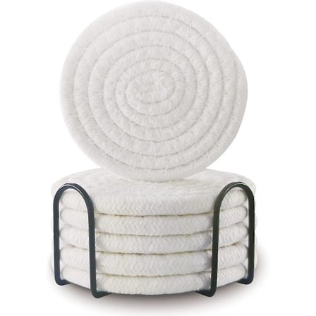 Juomalasuojat, Vintage-tyyliset Kudotut Suojat Pöydän Suojaksi, Veden Imeytyvät Suojat, Käsintehtyt Punottu Kangas Suojat Lämpöä Kestävä (1 Sarja,