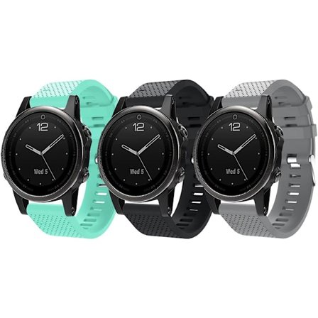 (Svart + Grå + Mintgrön) 20mm Silikonersättningsrem för