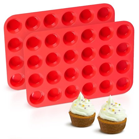 2 stk. Silikon Muffinsform Mini 24 Kopper Cupcakeform, Non-stick Bpa-fri Silikon Bakeform