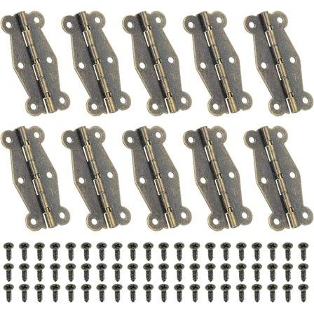 Små Mini Vintage Lådbeslag 49mm, 10 stk 90 Graders Sommerfuglbeslag for Smykkeskrin, Maskinvare med Skruer for Skap, Trelåda, Skuff, Brun