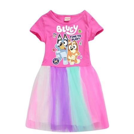 Bluey Prinsesse Cosplay Kjole Piger Spil Rolleleg Kostume Fødselsdagsfest Sceneoptræden Børn Karneval Fancy Tøj Pink ida Pink 120cm