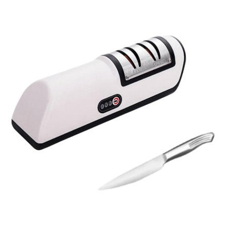 2-trinns elektrisk knivsliper for husholdningsbruk med 4 slipeporter for grove og fine kniver, svart