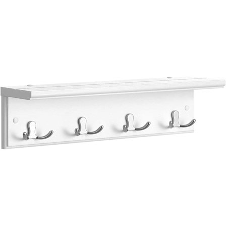 Rootz vægknagerække - Garderobe - 4 dobbeltkroge - væg knagerække - MDF - Hvid - 40 x 10,5 x 10,5 cm