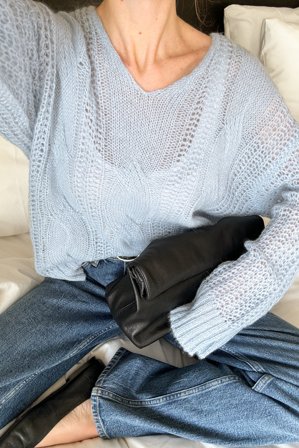 NA-KD Knitted Mohair Blend Sweater - Oversize trøjer - Blå - XL