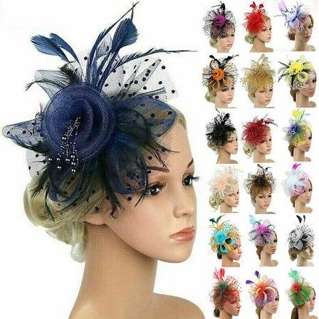 Fjærhår Fascinator Alice Hodebånd Klips Damer Bryllup Royal Ascot Races(snødroppefarge)