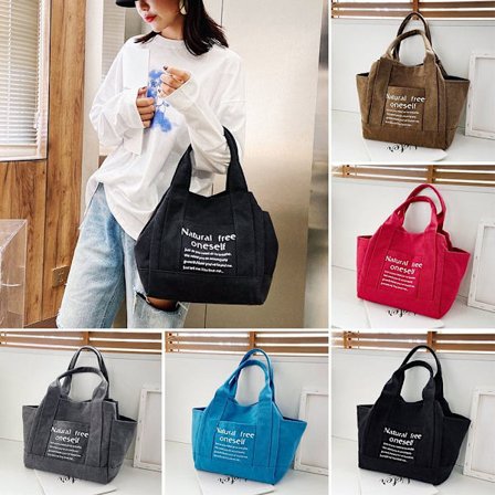 Naisten Canvas Olkalaukut iso Kapasiteetti Muoti Käsilaukut MUSTA