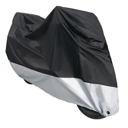 Stor motorcykelovertræk Heavy Duty Støv- og vandtæt motorcykelovertræk med elastikbånd til udendørs opgraderet version Sort sølv L almindelig