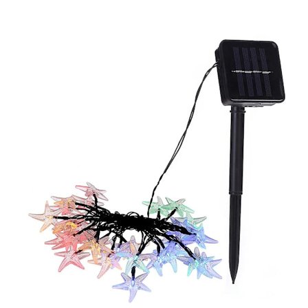 2024, 30 lamper LED sjøstjerne soldekorasjonslys - ekte hvitt