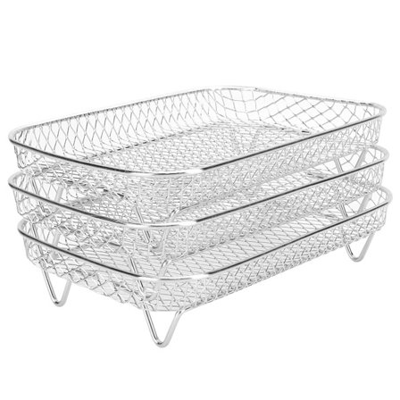 3 stk./sett Airfryer-stativ Tre stablebare dehydratorstativer Airfryer-stativ i rustfritt stål Airfryer-tilbehør