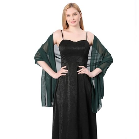 Aftenkjoler Sjal Lady Cape Wraps SVART GRØNN SVART