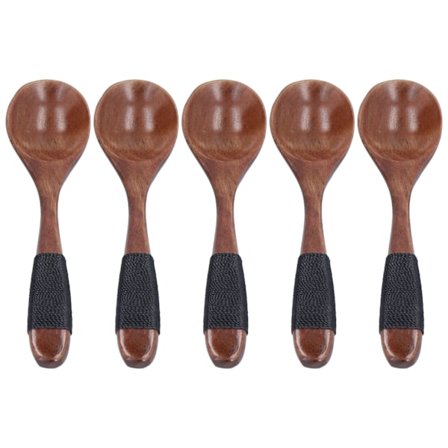 5 stk treskjeer lett suppe-skje med rett håndtak porselen for hjemmekjøkken Svart