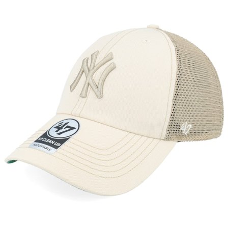 47 Brand - MLB Beige trucker Cap - New York Yankees Trawler Clean Up Natural Trucker @ Hatstore