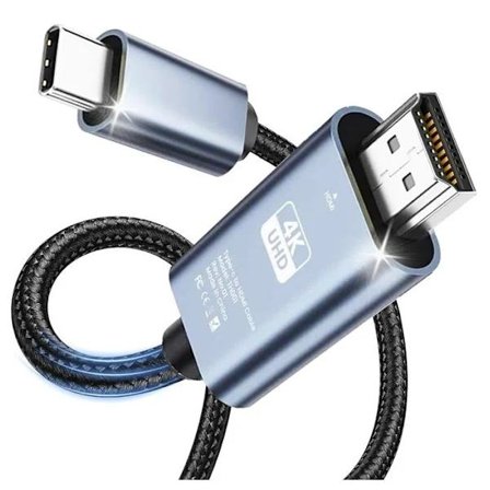 USB C till HDMI-kabel 4K 60Hz Typ C (Thunderbolt 3) till HDMI för Surface, MacBook, iMac, iPad, Dell, HP, Lenovo, Galaxy, Huawei - 2 m