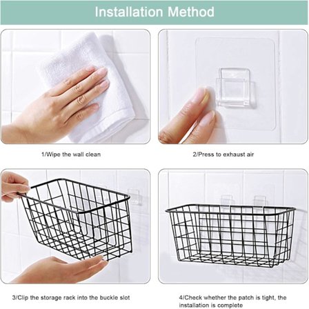 Svart metall oppbevaringskurv, uten boring dusjkurv, baderom