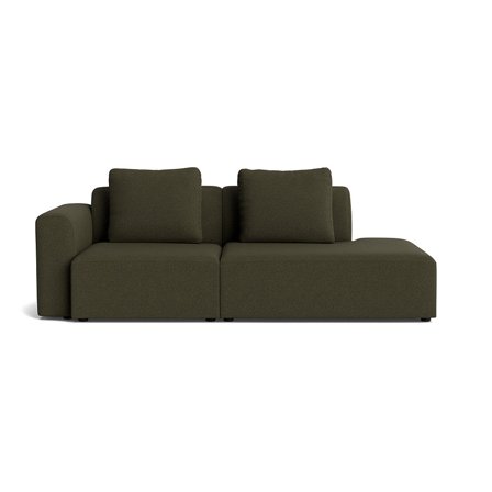 Como Lounge Sofa, Højrevendt Open End - Loop Grøn, Inkl. Ekstra Rygpuder, Håndlavet - 226x100x83cm - Slidstærk Kvalitets Sofa