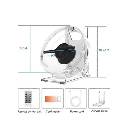 3D Fan Hologram Projektor Skrivebords LED-skilt Holografisk Lampe Spiller Fjernkontroll Display Støtter Bilder