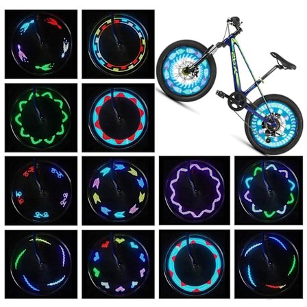 Cykellygter til hjul (2-pak) med vandtæt LED, 30 forskellige mønsterskift, cykeltilbehør, perfekt gave til voksne og børn [SL]