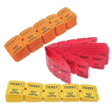 Evenemangsbiljetter Lotteribiljetter Papper Rektangel Blandade Färger Karnevalsfest Evenemang 300-pack